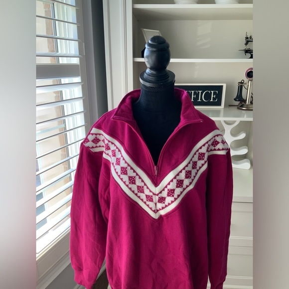 Vintage Y2K 90’S R&R SPORTS Magenta Half Zip Pullover Sweater Women’s SZ Large - Picture 10 of 15